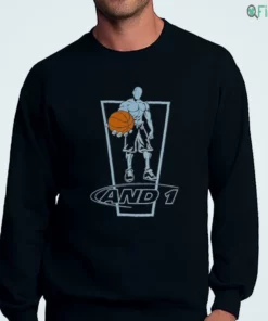 and1 basketball player holding ball graphic logo t shirt 4