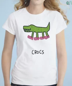 crocs crocodile wearing pink shoes funny crocodile parody shirt 1