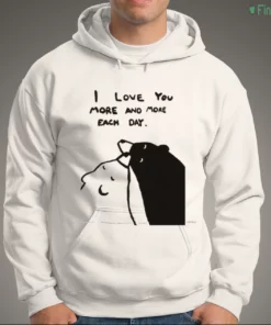 i love you more minimalist polar black bear hug cute quote white cotton t shirt 3