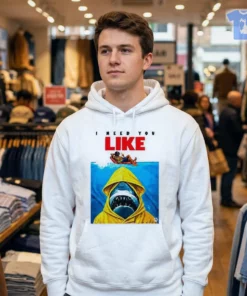i need you like jaws shark yellow raincoat funny meme shirt 3
