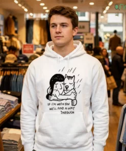 jeremyville if im with you well find a way through cat hug rain cute illustration shirt 3