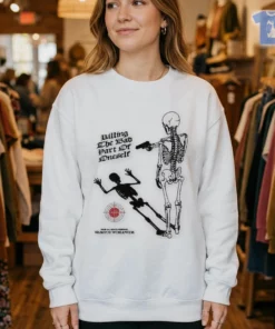 killing the bad part of oneself skeleton gun graphic streetwear tee shirt 4