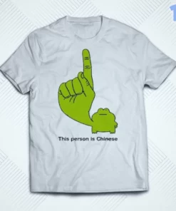 this person is chinese green frog pointing finger meme shirt 1