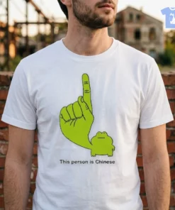 this person is chinese green frog pointing finger meme shirt 2