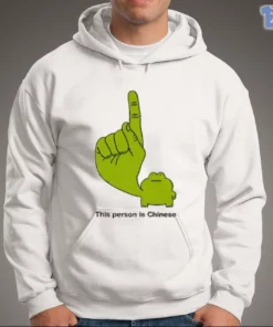 this person is chinese green frog pointing finger meme shirt 3