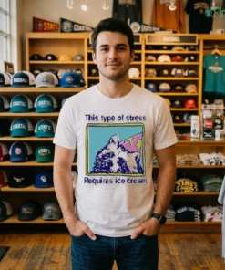 this type of stress requires ice cream funny racoon meme vintage shirt 2