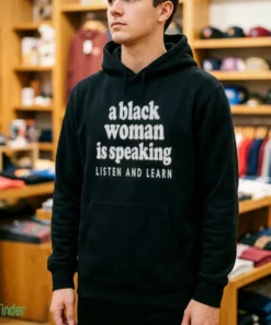 a black woman is speaking listen and learn shirt 4