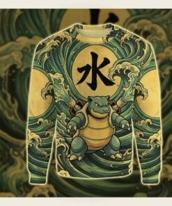 anime pkm blastoise japanese kanji aesthetic all over printed sweatshirt hoodie 3