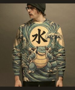 anime pkm blastoise japanese kanji aesthetic all over printed sweatshirt hoodie 5