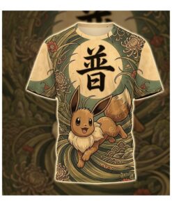 anime pkm eevee japanese kanji aesthetic all over printed sweatshirt hoodie zip 3