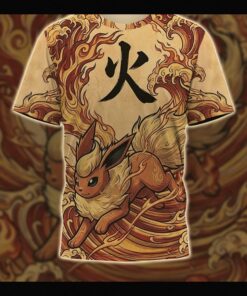 anime pkm flareon japanese kanji aesthetic all over printed sweatshirt hoodie 3