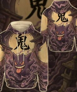 anime pkm gengar japanese kanji aesthetic all over printed sweatshirt hoodie 2