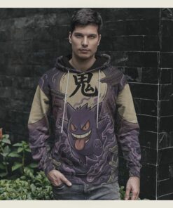 anime pkm gengar japanese kanji aesthetic all over printed sweatshirt hoodie 4