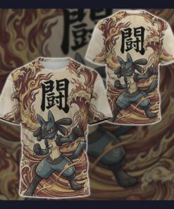 anime pkm lucario japanese kanji aesthetic all over printed sweatshirt hoodie 3
