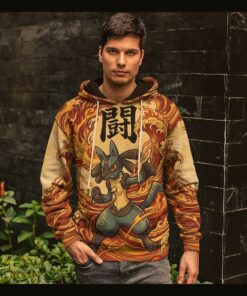 anime pkm lucario japanese kanji aesthetic all over printed sweatshirt hoodie 5