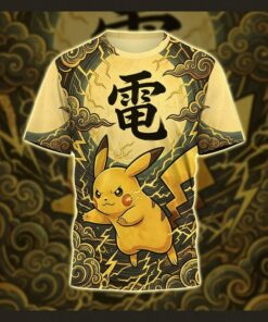 anime pkm pikachu japanese kanji aesthetic all over printed sweatshirt hoodie 4