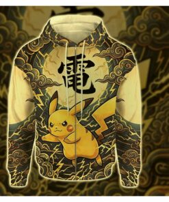 anime pkm pikachu japanese kanji aesthetic all over printed sweatshirt hoodie 5
