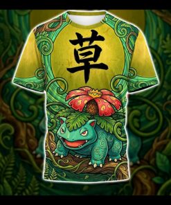 anime pkm venusaur japanese kanji aesthetic all over printed sweatshirt hoodie 3