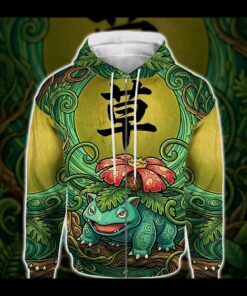 anime pkm venusaur japanese kanji aesthetic all over printed sweatshirt hoodie 4