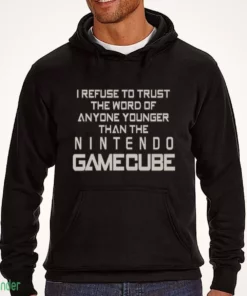 i refuse to trust the word of anyone younger than the video game system shirt 3