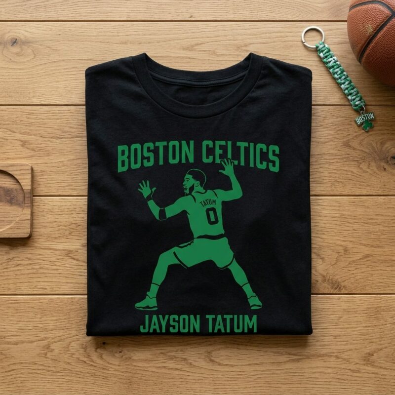 jayson tatum boston celtics funny basketball defense silhouette graphic shirt featured