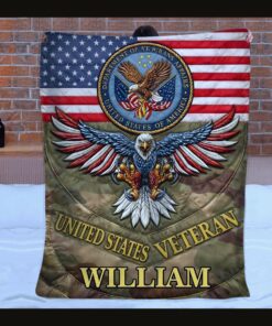 patriotic eagle flag customized veteran blanket personalized name gift 1