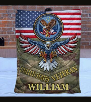 patriotic eagle flag customized veteran blanket personalized name gift 1