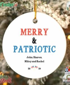 Trump 2024 Merry And Patriotic John Sharon Mikry And Rachel 2024 Christmas Ornament
