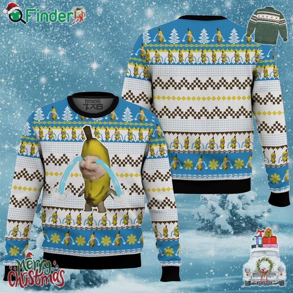 Banana Cat Crying Xmas Ugly Sweater Gift Christmas Banana Cat Crying Xmas Ugly Sweater Gift Christmas