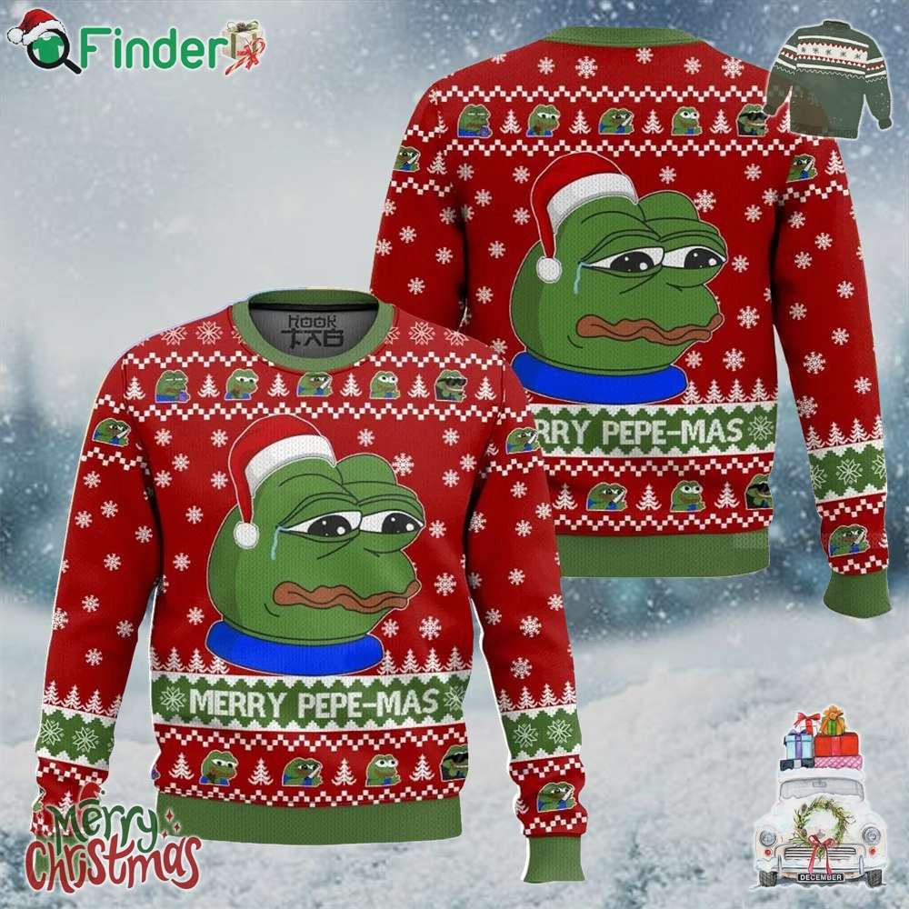Merry Pepe mas Funny Xmas Ugly Sweater Merry Pepe-mas Funny Xmas Ugly Sweater