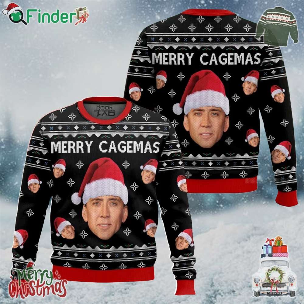 Merry Cagemas Nicolas Cage Christmas Ugly Sweater Merry Cagemas Nicolas Cage Christmas Ugly Sweater