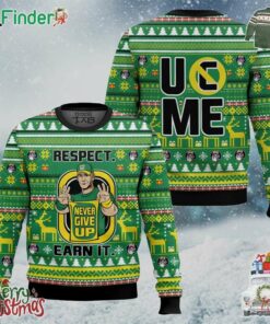 Respect Earn It Never Give Up John Cena Xmas Ugly Sweater