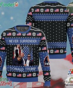 Never Surrender Donald Trump Xmas Ugly Sweater