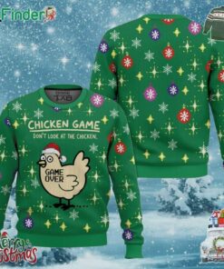 Funny Chicken Game Don't Game Don't Look At The Chicken Game Over Christmas Ugly Sweater