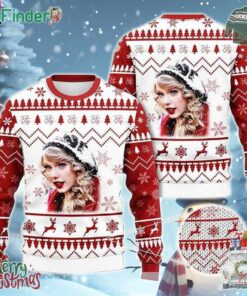 Taylor Swift With Xmas Pattern White And Red Color 2024 Ugly Christmas Sweater