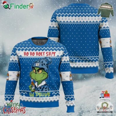 Ho Ho Holy Shit Im Drunk Michelob Ultra Grinch Christmas Holiday Ugly Sweater