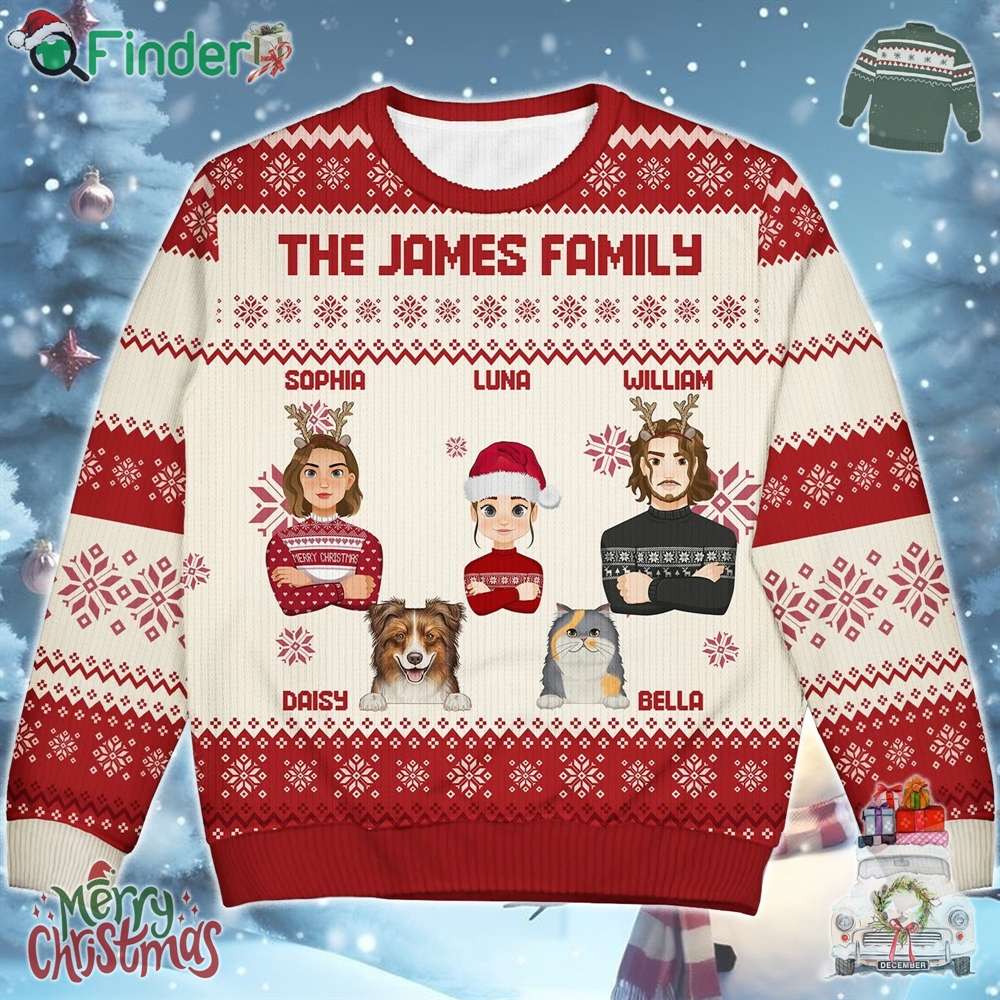 The James Family Christmas Ugly Sweater Custom Name And Family Name The James Family Christmas Ugly Sweater Custom Name And Family Name