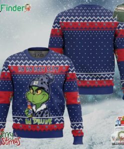 Ho Ho Holy Shit Im Drunk Pabst Blue Ribbon Grinch Xmas Holiday Ugly Sweater