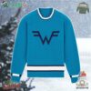 Weezer Logo Signature Blue Ugly Christmas Sweater