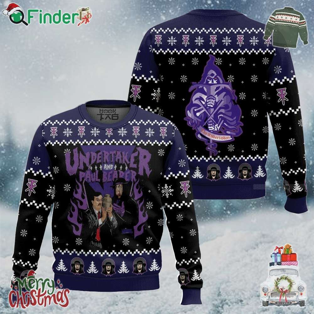Undertaker And Paul Bearer Christmas Holiday Gift Ugly Christmas Sweater Undertaker And Paul Bearer Christmas Holiday Gift Ugly Christmas Sweater