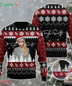 Taylor Swift Wih Santa Hat Signature Snowflakes Pattern Knitted Ugly Christmas Sweater
