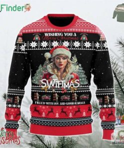 Wishing You A Merry Christmas Swiftmas Filled With Joy And Good Karma Taylor Swift Ugly Sweater Gift For Men And