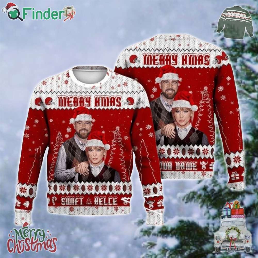 Taylor Swift Travis Kelce Kansas Football Step Brothers Funny Ugly Christmas Sweater