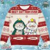Best Cat Mom Ever Xmas Ugly Sweater Custom Name