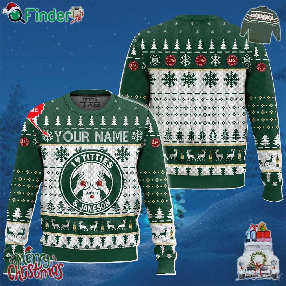 Custom Name I Love Jameson And Titties Funny Ugly Sweater Custom Name I Love Jameson And Titties Funny Ugly Sweater