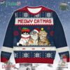 Meowy Catmas Funny Cartoon Cats Ugly Christmas Sweater Custom Name