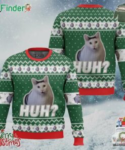 Huh Cat Meme Funny Christmas Ugly Sweater Gift For Xmas