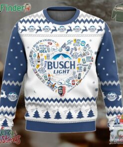Busch Light Beer Heart Xmas Holiday Ugly Sweater