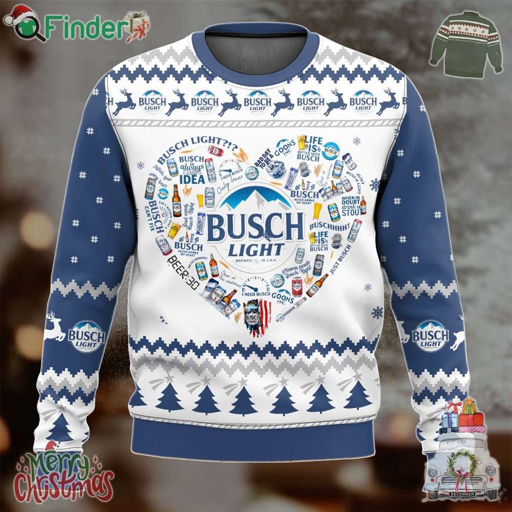 Busch Light Beer Heart Xmas Holiday Ugly Sweater Busch Light Beer Heart Xmas Holiday Ugly Sweater