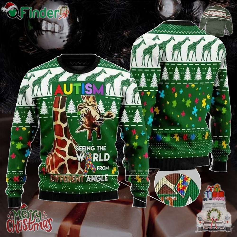 Autism Seeing The World From A Different Angle Ugly Christmas Sweater Autism Seeing The World From A Different Angle Ugly Christmas Sweater